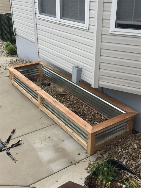 wooden planter box plan corrugated metal|corrugated raised garden bed.